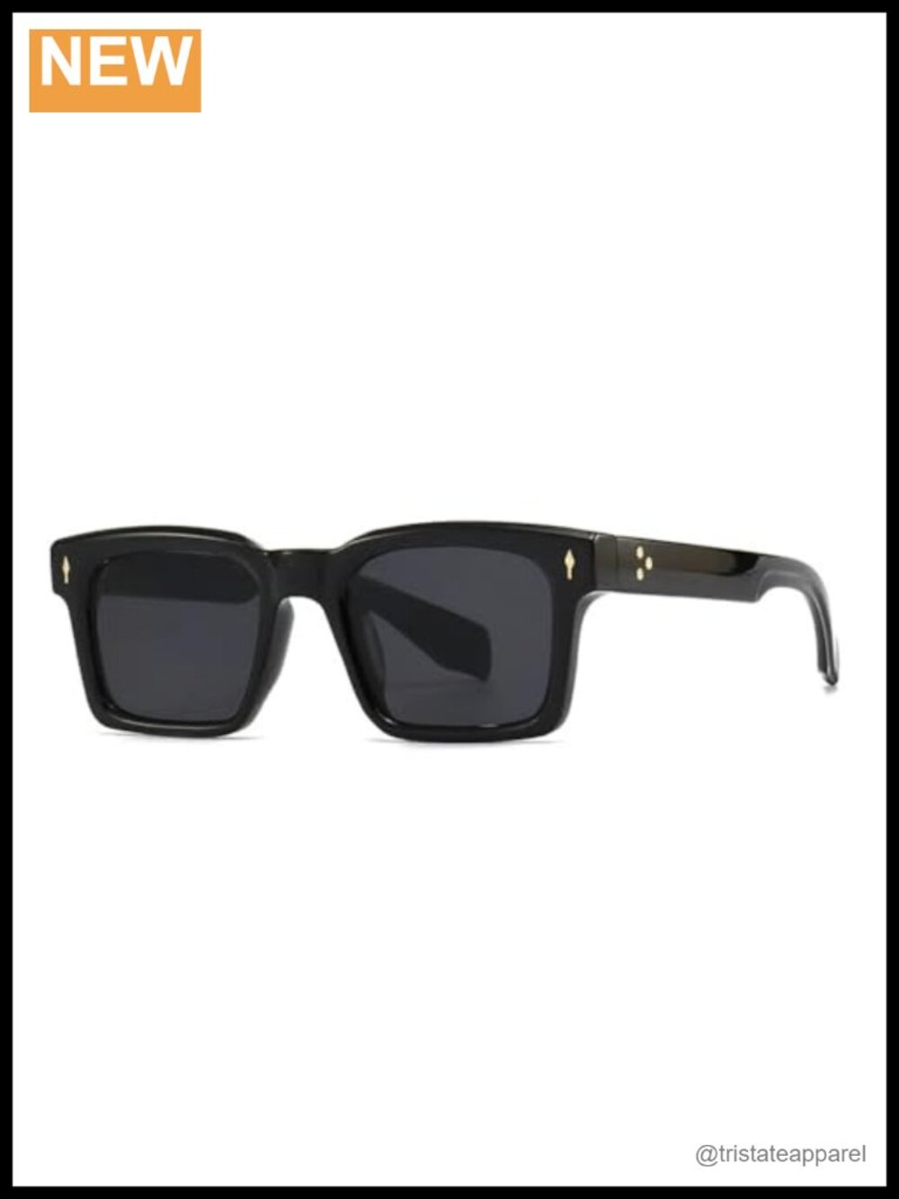 UV400 Square Sunglasses with Rivet Accents Gray Gradient Lenses